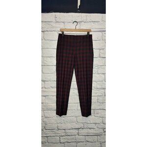 TALBOTS Womens Heritage Dress Career Pants Red Black Glen Check Plaid Stretch 4